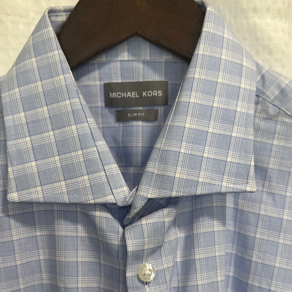 Michael Kors Blue and White Dress Shirt